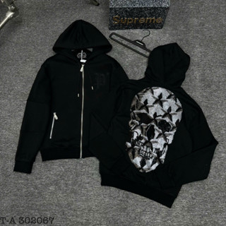 666  Áo Hoodie Zip Philip Plein Đính Đá Hàng Quảng Châu Form Rộng - Áo Hoodie Zip Philipp Phong Cách Boy Phố Hot Tren