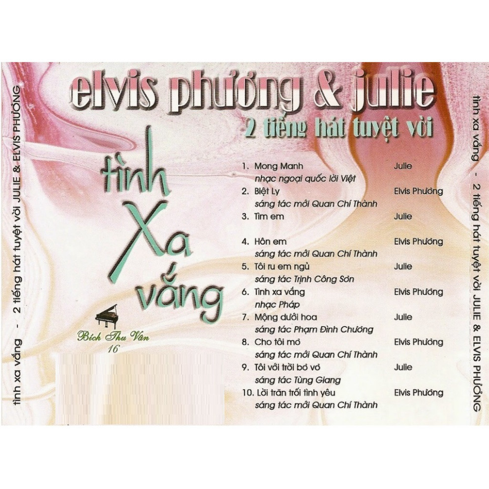 ĐĨA CD 2834B.Bich Thu Vân 16 - Elvis Phương, Julie - Tình Xa Vắng chất lượng cao
