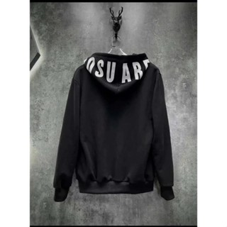 áo khoác nỉ khóa mũ màu đen in dsquared2 trên mũ