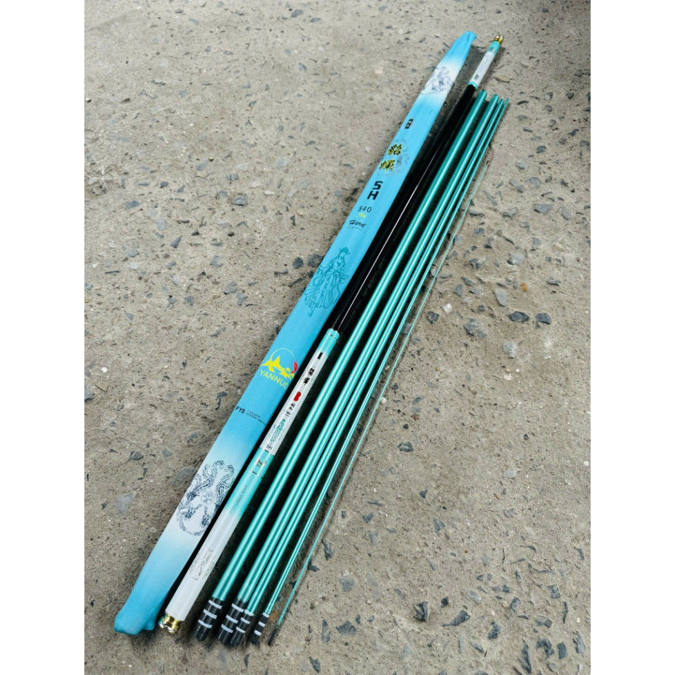 Cần Câu Tay Điêu Thuyền 5H Full Xanh Chất Liệu Carbon Xoắn Tặng Túi Vải Ngọn Trục Phao Thẻo 565as2dg