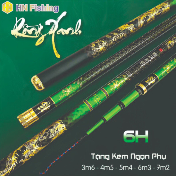 Cần câu tay Rồng Xanh 6H, cần câu đơn, cần câu đài giá rẻ. Cần câu tay 6h. Hoàng Nam Fishing 5123klh