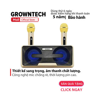 Loa karaoke bluetooth GROWNTECH SD 301 kèm 2 micro song ca, âm thanh to,không vỡ tiếng,đèn led