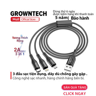 Cáp sạc nhanh Hoco siêu bền dây dài 1m 3 đầu X2 max 3A cao cấp type C /micro usb/cho ip iphone