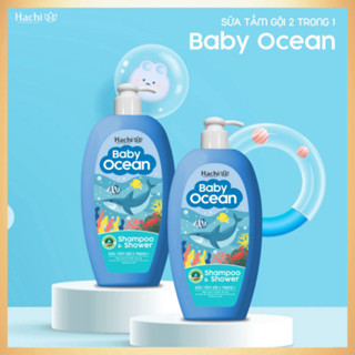 Sữa tắm gội 2 in 1 ngăn ngừa vi khuẩn rôm sảy an toàn cho da và tóc không cay mắt BABY OCEAN 350ml