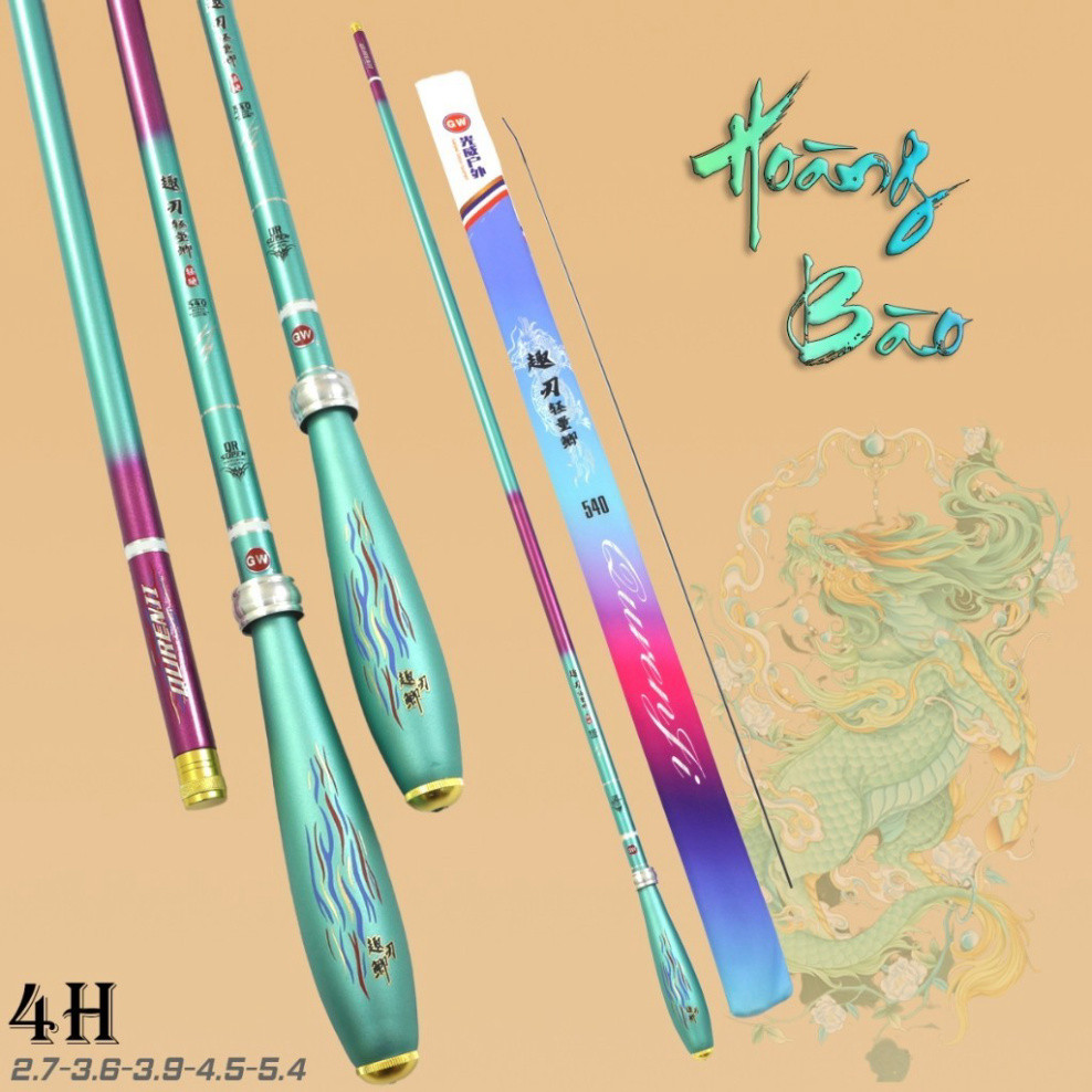 Cần câu tay GW Hoàng Bào 4H - Siêu cảm giác - Tặng kèm ngọn Phụ full size 2m7 đến 5m4 - BB44 gạhnnzz