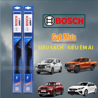 Gạt mưa ô tô hãng Bosch Chất Liệu Silicon mềm không xương cao cấp gạt siêu sạch, siêu êm ái ( Loại ngàm móc câu )