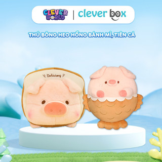 Thú Bông Heo Hồng LuLu Bánh Mì Sandwich, Gấu Bông Heo Hồng Tiên Cá Mềm Mịn Clever Box