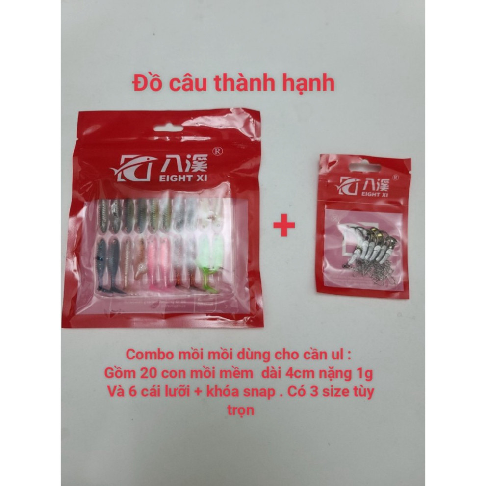 combo mồi mềm nff siêu mini dùng cho anh em chơi cần ul. 1 vỉ mồi 20 con .1 vỉ lưỡi 6 cái. acvnb123z
