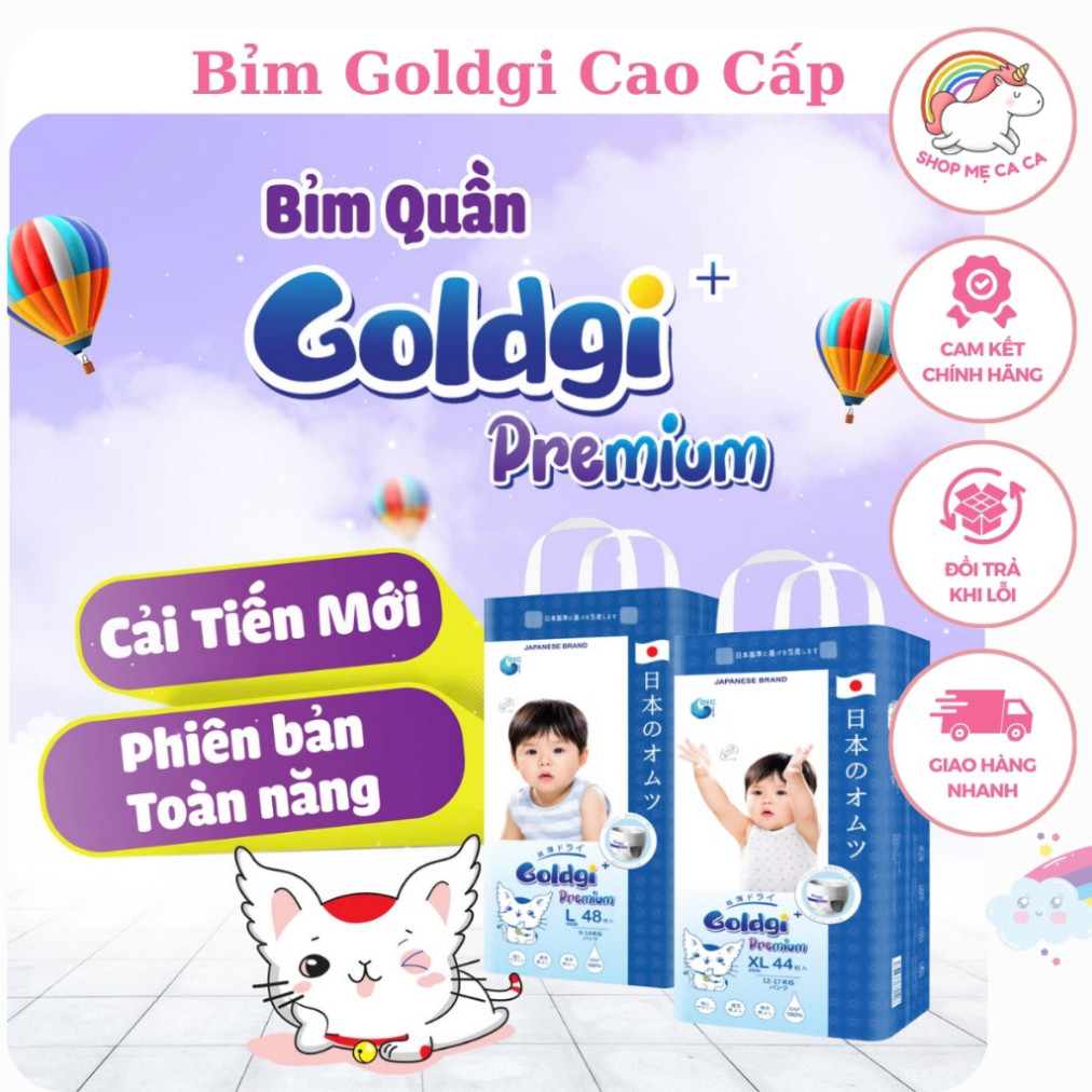 Tã/Bỉm dán/quần cao cấp Goldgi đủ size Nb92/S84/M66/M60/L48/XL44/XXL32 giá tốt
