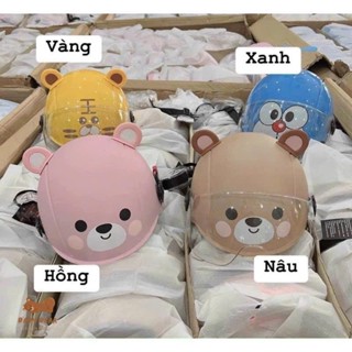 Mũ bảo hiểm hình thỏ gấu bảo vệ cho bé trai bé gái có kính chắn hàng cao cấp loại 1 cho bé 4-12 tuổi