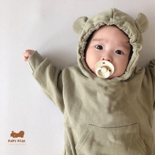 Lót lông dày ấm Áo Hoodie Tay Dài In Hình Gấu Dễ Thương Thời Trang Xuân Thu Cho Bé Trai + Gái