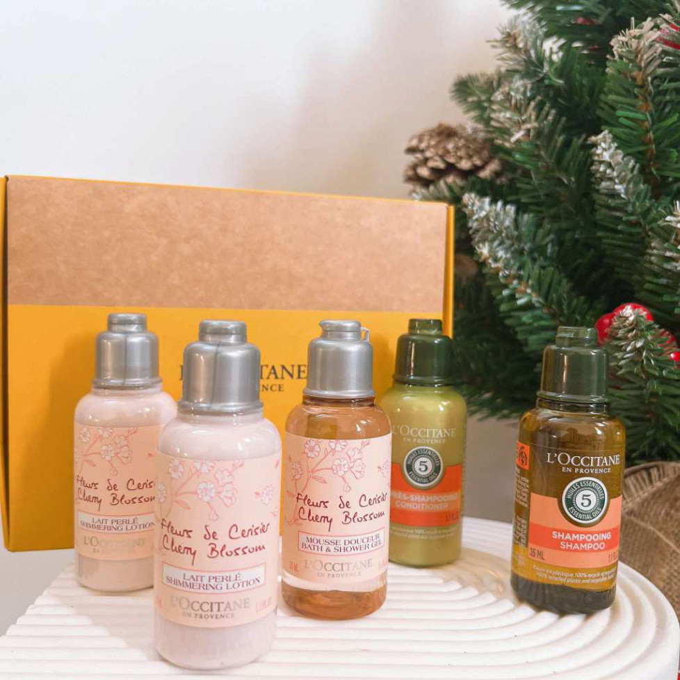  Set L Occitane 5 món sữa tắm dưỡng body dầu gội xả mini Loccitane 