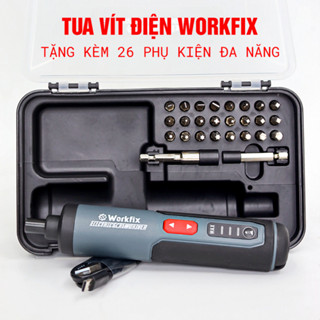 Hoả Tốc Máy Bắt Vít Mini WORKFIX-SD0405 Màu Xám, Lực siết 5Nm, 3 Tốc độ, kèm 26 món phụ kiện