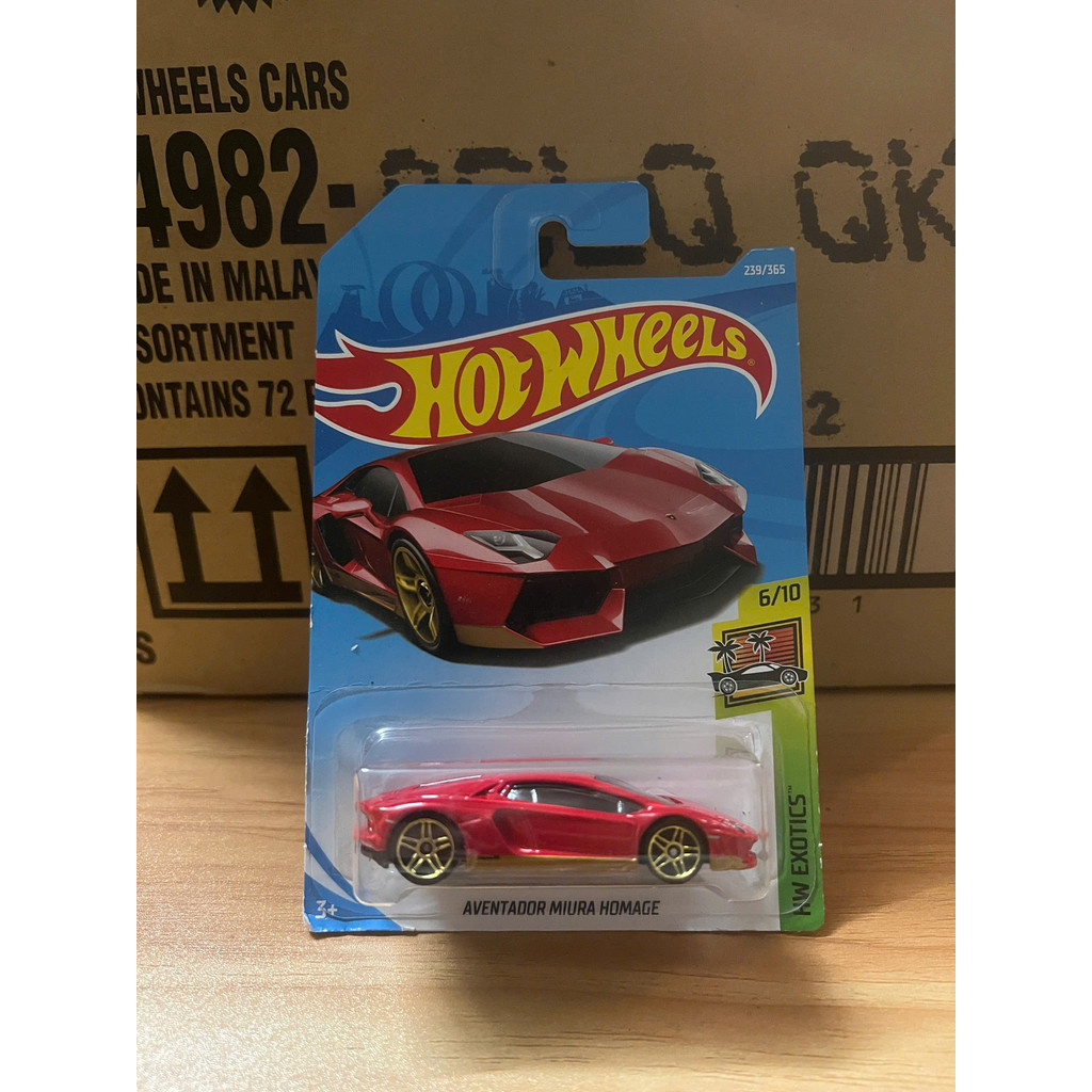 Hazel Shop - Xe mô hình Hot Wheels Lamborghini Aventador Miura Homage (Đỏ) card nhăn