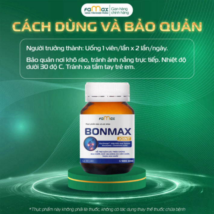 Hộp 30 viên uống hỗ trợ xương khớp BONMAX JOINT - Giúp giảm đau, viêm khớp