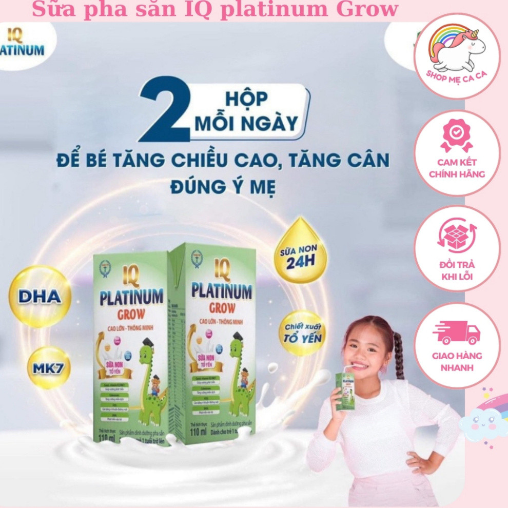 Sữa pha sẵn IQ platinum Grow hương vani dung tích 110ml 1 thùng 48 hộp .