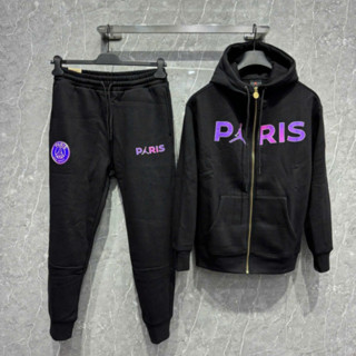 Bộ Quần Áo Nam Mùa Đông Paris Chữ Tím Phản Quang,bộ đồ nam thun xốp thái cực đẹp in chữ Paris_CCC