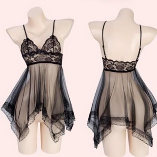  Váy ngủ sexy gợi cảm xuyên thấu tặng quần chip DN10 Đồ ngủ nữ cám dỗ đầm ngủ hai dây quyến rũ 