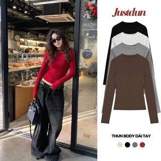 Áo thun giữ nhiệt dài tay siêu co giãn chất cotton mịn dày dặn Justdun A8 Mint.Studio