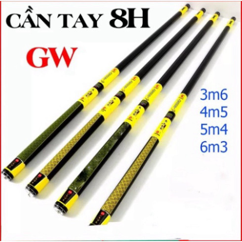 ( Rẻ vô địch)..Cần câu đơn cần câu tay GW 8H 3m6 4m5 5m4 6m3 (tặng ngọn phụ cao cấp)