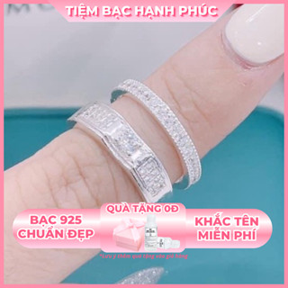 Nhẫn đôi bạc 925 khắc tên TBHP bạc thật cho cặp đôi - Mã TSJC37