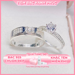 Nhẫn đôi bạc 925 khắc tên TBHP bạc thật cho cặp đôi - Mã TSJC39