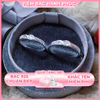 Nhẫn đôi bạc 925 khắc tên TBHP bạc thật cho cặp đôi - Mã TSJC14