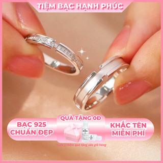  Nhẫn cặp đôi bạc 925 khắc tên TBHP bạc thật cho cặp đôi - Mã TSJC30 