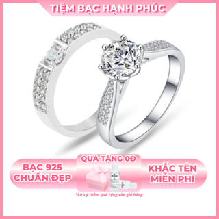 Nhẫn đôi bạc 925 khắc tên TBHP bạc thật cho cặp đôi - Mã TSJC25