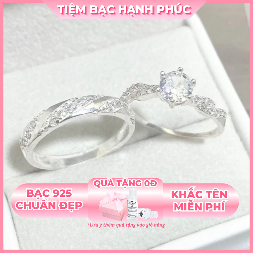  Nhẫn đôi bạc 925 khắc tên chất liệu bạc ta thật cho cặp đôi - Mã TSJC28 