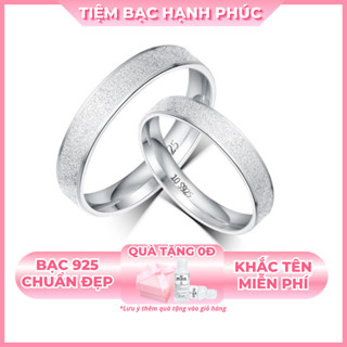 Nhẫn đôi bạc 925 dày dặn khắc tên TBHP bạc thật cho cặp đôi - Mã TSJC27