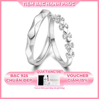 Nhẫn đôi bạc 925 freesize TBHP bạc thật cho cặp đôi kèm hộp - Mã ND07
