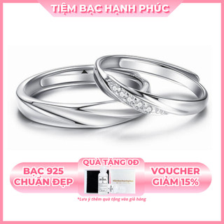  Nhẫn đôi bạc 925 freesize TBHP bạc thật cho cặp đôi kèm hộp - Mã NĐ01 