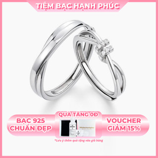  Nhẫn đôi bạc 925 freesize TBHP bạc thật cho cặp đôi kèm hộp - Mã NĐ28 