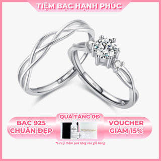  Nhẫn đôi bạc 925 freesize TBHP bạc thật cho cặp đôi kèm hộp - Mã NĐ20 