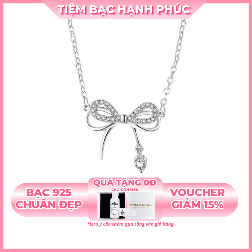 Dây chuyền bạc nữ hình nơ TBHP LOLIE BOW 925 Silver Nacklace Mã TSJD34