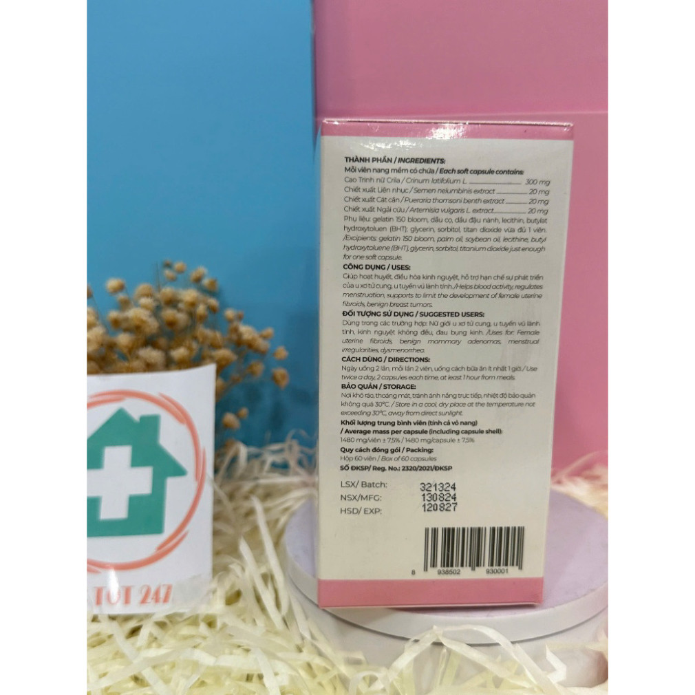 Viên uống Trinh Nữ Hoàng Cung Crilin Women Heatlh điều hoà kinh nguyệt cân bằng nội tiết tố hộp 60v