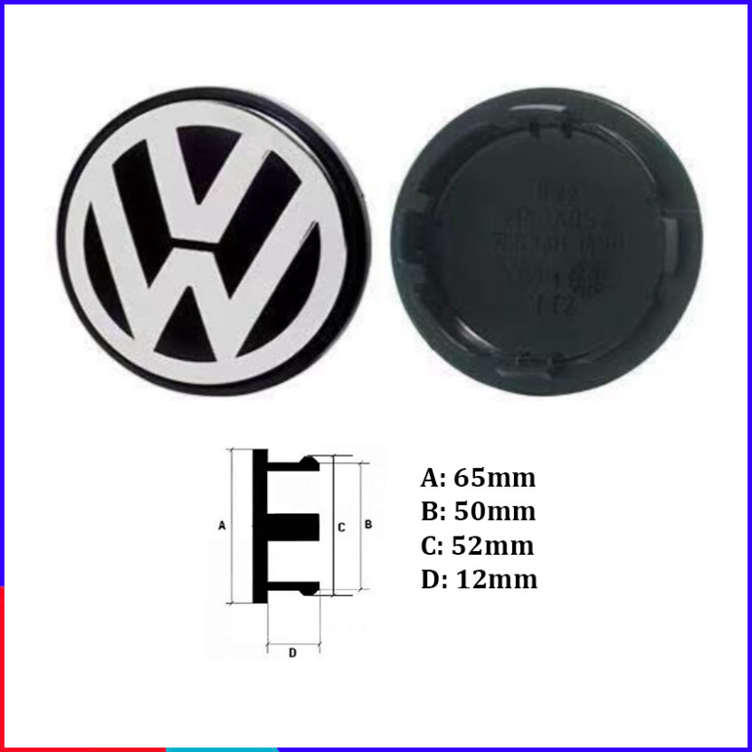 [CHÍNH HÃNG] Logo chụp mâm, ốp lazang bánh xe ô tô Volkswagen DZ-003 - HÀNG CHÍNH HÃNG