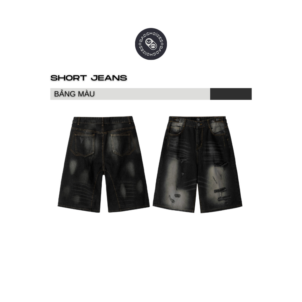 Bad Choice | Quần Short Jeans lửng MIDNIGHT wash rách Menswear Pants