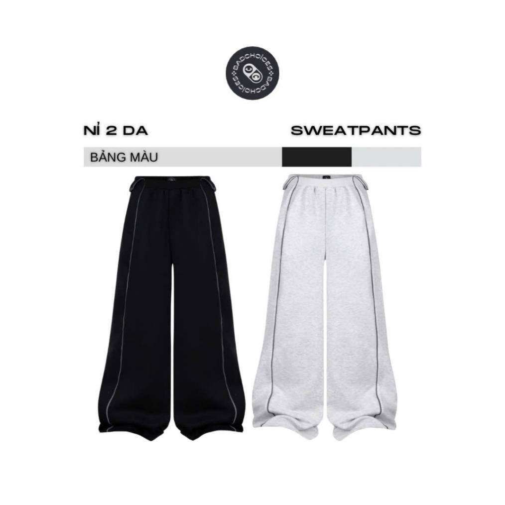 BadChoice | Quần dài suông nỉ 2 da SWEATPANTS viền phản quang Streetstyle