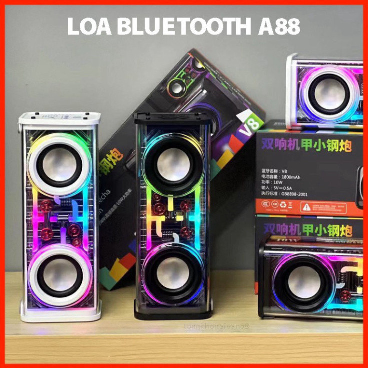 Loa bluetooth mini A88 đèn led nháy theo nhạc , công suất 10W, nghe nhạc hay, âm bass tốt -  HOT