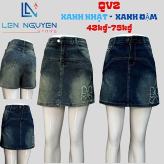 QV2_Quần jean nữ, quần váy, lưng cao, quần bò nữ dáng ôm, big size, cho 42kg - 75kg,LEN NGUYEN STORE