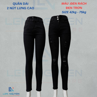 D14_Quần jean nữ, dài, lưng cao, quần bò nữ dáng ôm, big size, cho 42kg đến 75kg,LEN NGUYEN STORE
