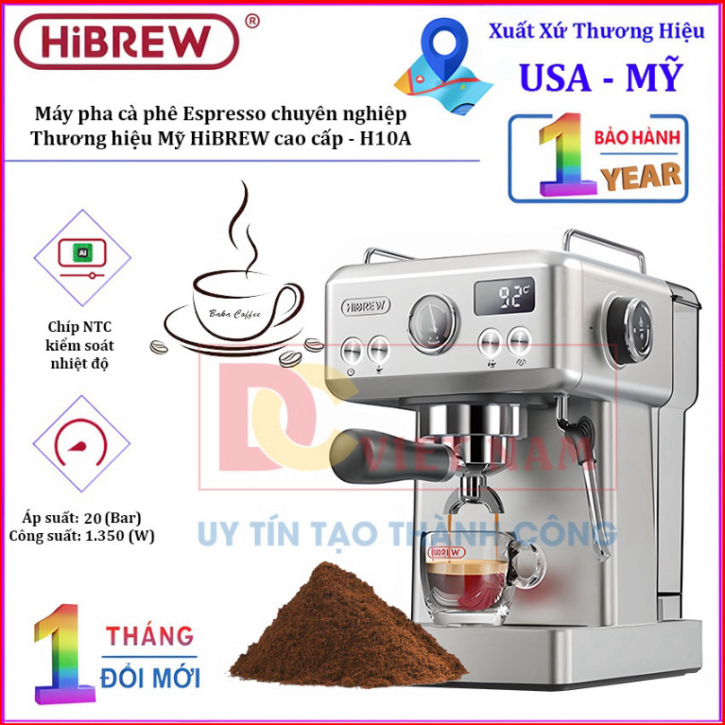 Máy pha cà phê Espresso chuyên nghiệp, thương hiệu Mỹ HiBREW cao cấp - H10A - HÀNG CHÍNH HÃNG [New]