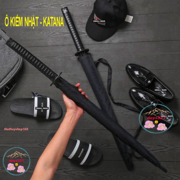 ô che nằng, kiếm khách, ô cán giả kiếm nhật katana 24 lan chống lật phù hợp đi mưa, nắng,có túi vải 