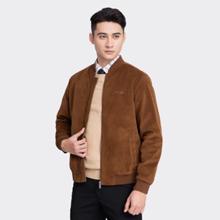 Áo khoác bomber 2 lớp Aristino chất liệu nhung mềm mại, phom regular fit, thiết kế bo gấu tinh tế - AJK002W3