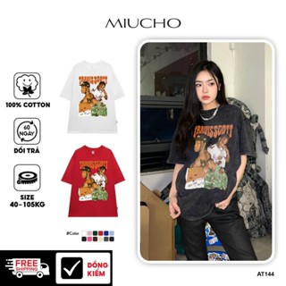 Áo phông travis scott form rộng tay lỡ unisex chất vải cotton AT144 Miucho in logo