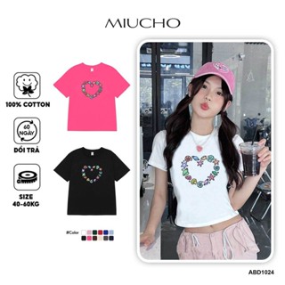 Áo thun baby tee mùa hè in trái tim xinh xắn ABD1024 Miucho tay ngắn Cổ tròn hotrend in artwork