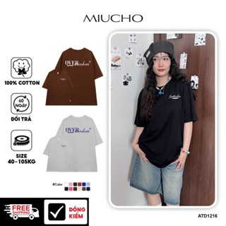 Áo thun over thinkers form rộng ATD1216 Miucho tay ngắn vải cotton cổ tròn in typography