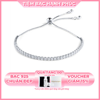 Vòng Tay Bạc Nữ TBHP Bạc  cao cấp đính đá dây rút - Mã TSJL20